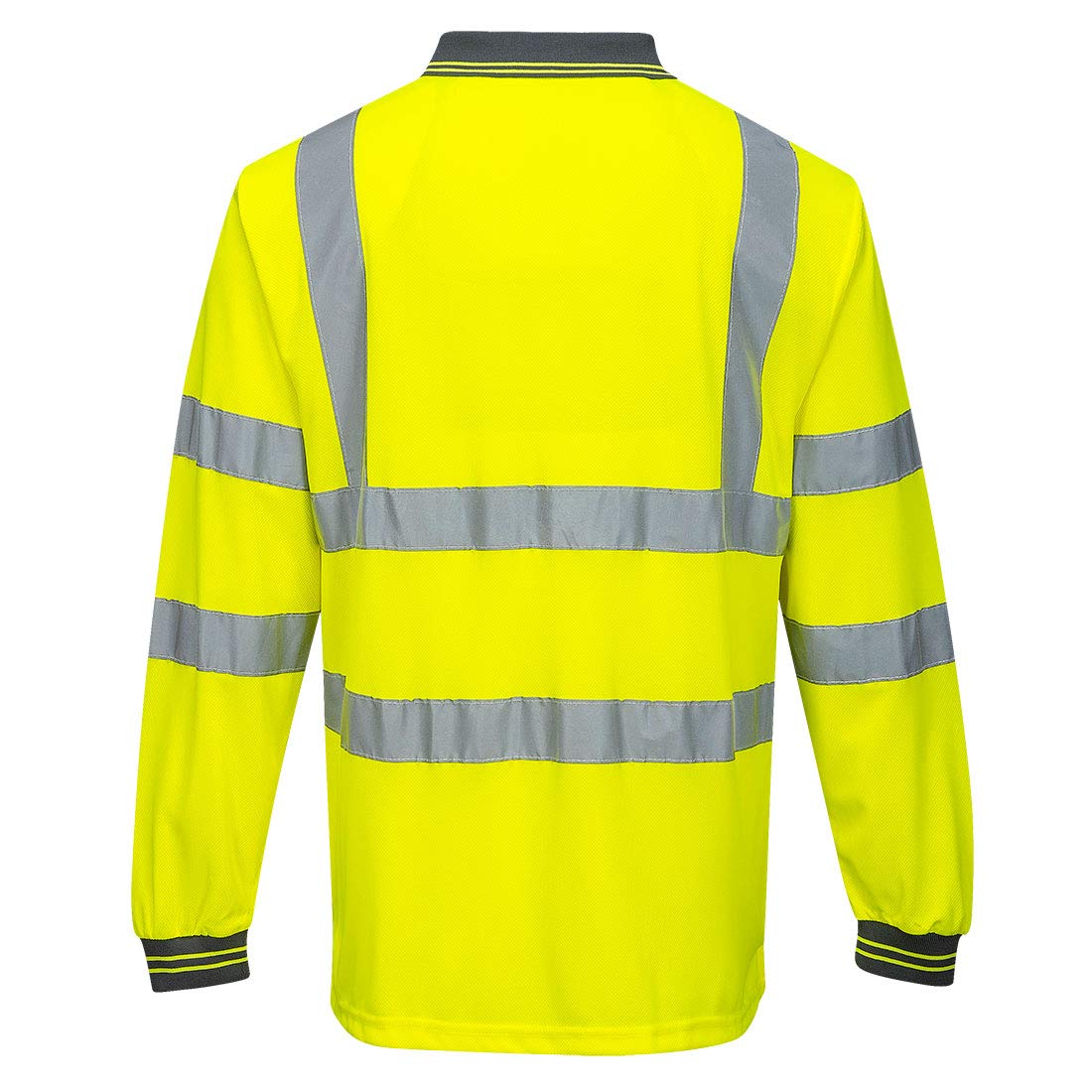 Portwest Hi-Vis Polo ShirtL/S Viz Visibility Reflective Safety Work Wear Top ANSI 3, Yellow, Large - Image 2