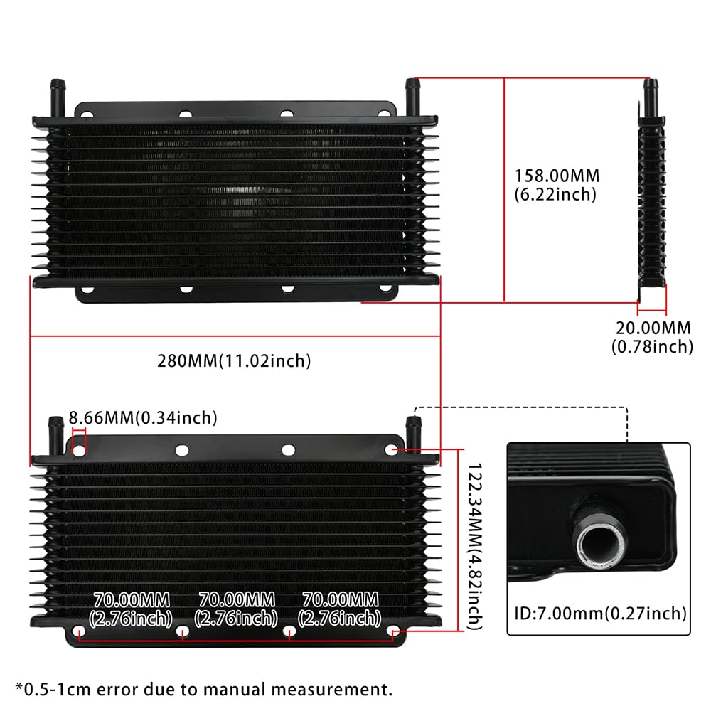 Enfriador de aceite de transmisión automática universal de aluminio, radiador refrigerado por aceite de 14/25/32 filas Radiador Enfriador de Aceite(25ROWS)
