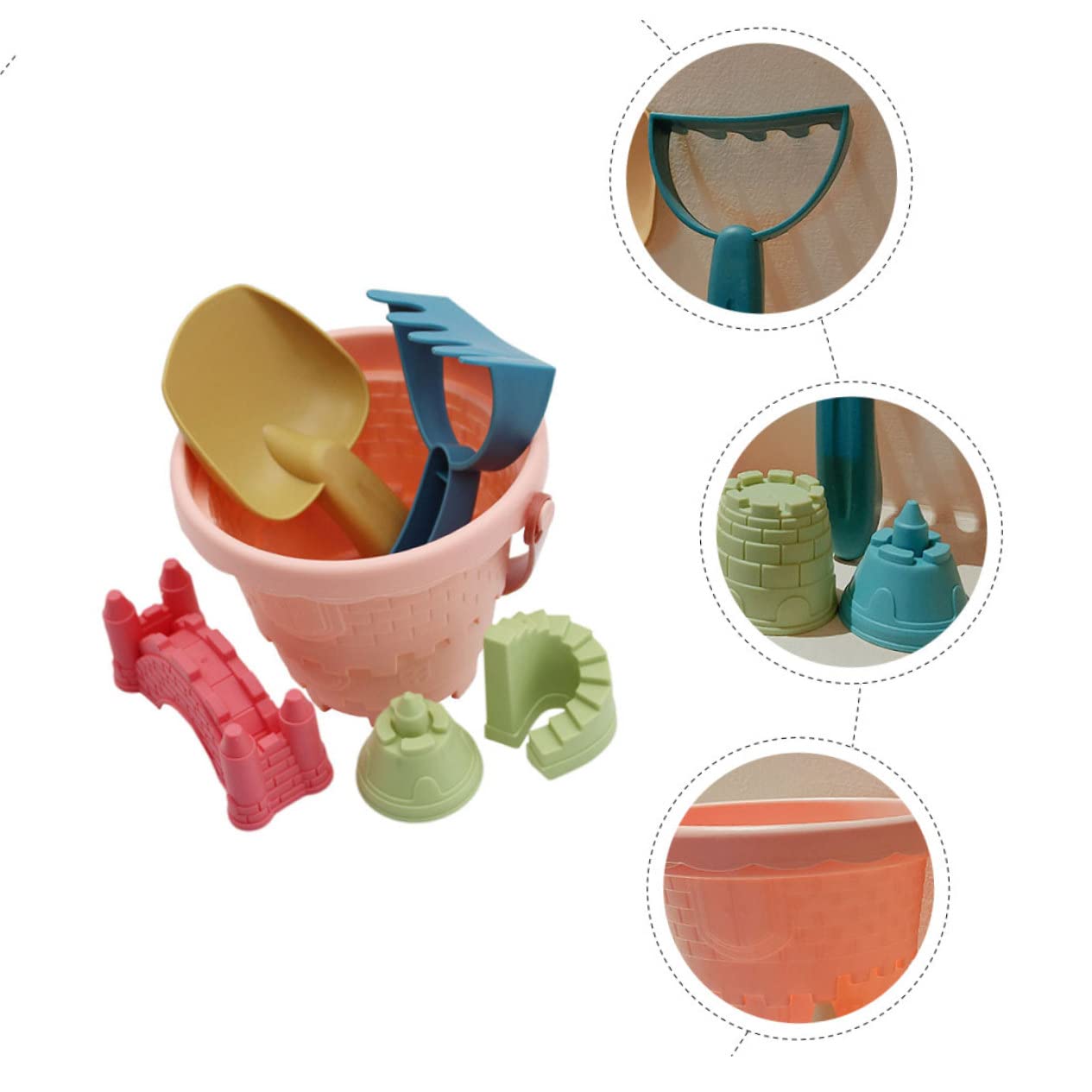 POPETPOP 3 Juegos Juguetes de Playa para Cubo Pala y Rastrillo Herramientas Coloridas para Arena al Aire Accesorios para Bebés Color Aleatorio