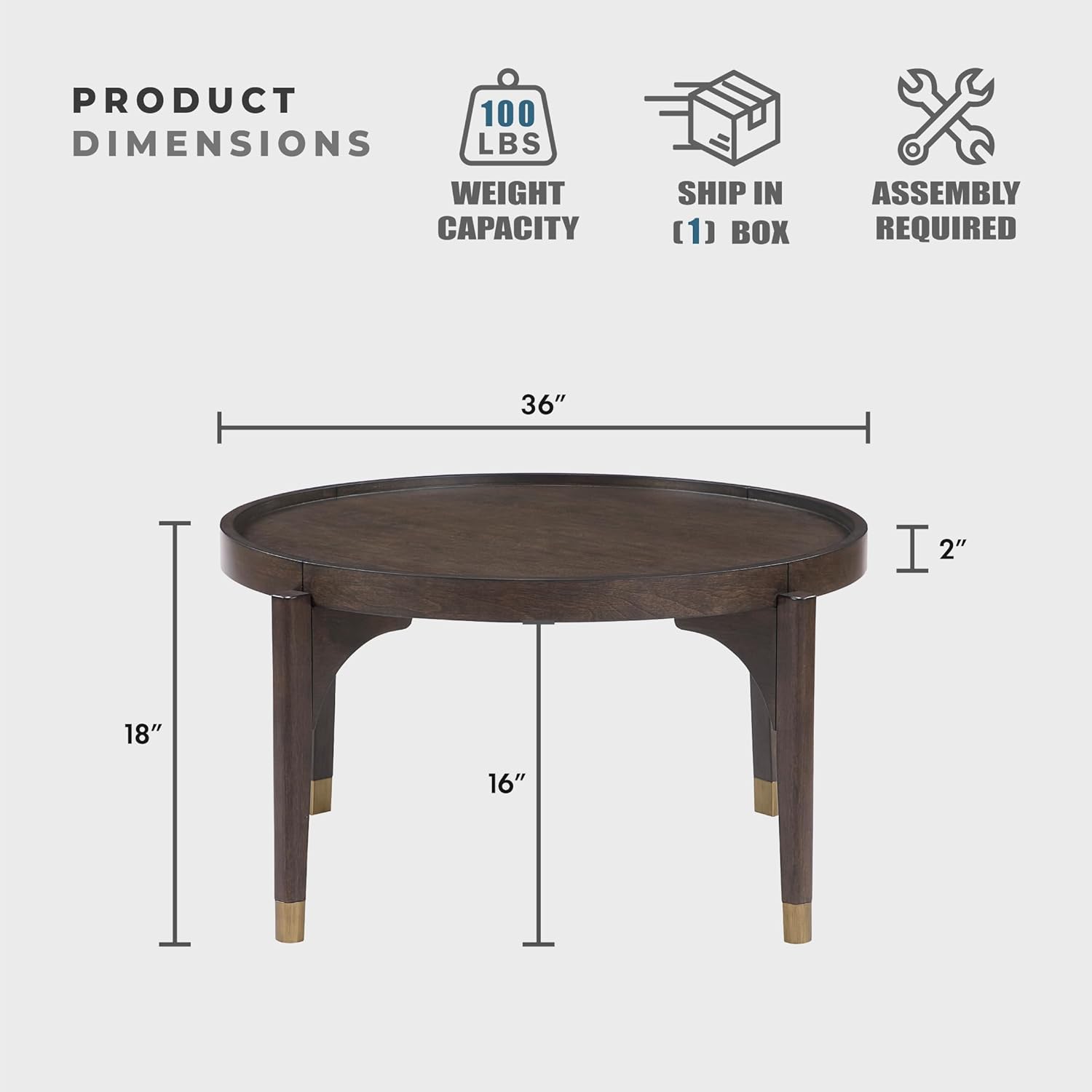 mid century modern coffee table gold metal caps and flared legs