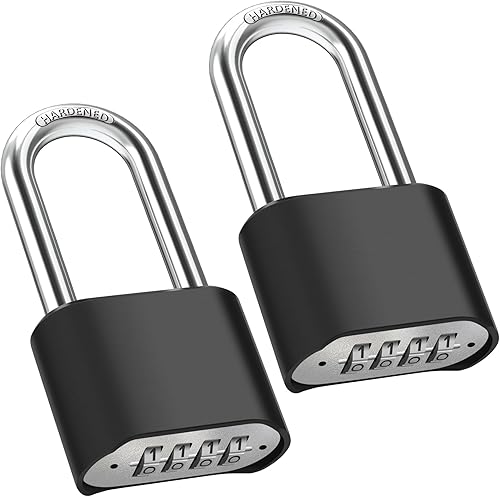 Diyife - Cerradura de combinación de grillete de 2.5 pulgadas de largo, paquete de 2 candados grandes resistentes a la intemperie para exteriores,