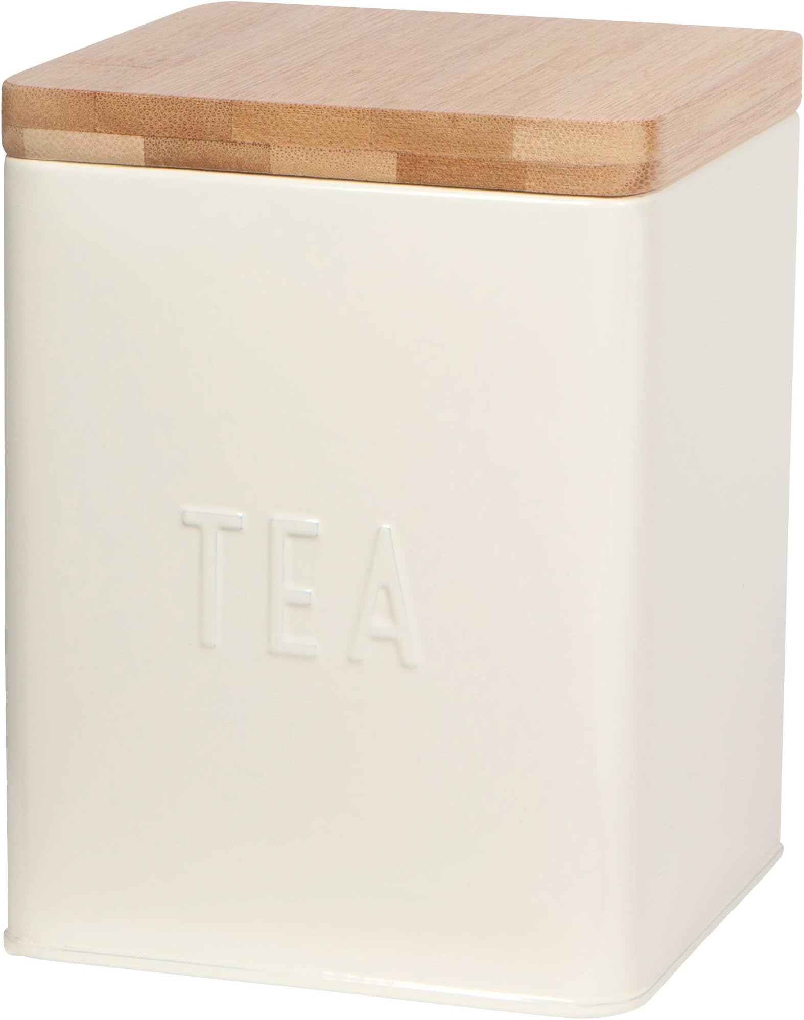 Now Designs Square Tea Tin, Ivory, Vintage Diner Print