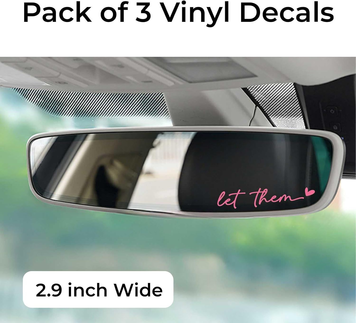 3 x Let Them Rear View Mirror Decal, Faith Car Mirror Decal, Bible Verse Christian Gift, Waterproof Stickers for Water Bottles, Laptops, Christian Gifts (Let Them) (Pink) image 2