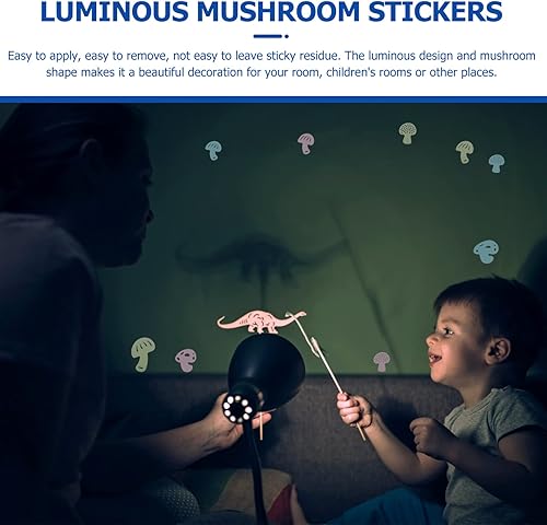 Miniatura 6 de ABOOFAN 36 calcomanías de pared que brillan en la oscuridad, calcomanías de techo para ventana de hongos DIY para cumpleaños, baby shower, fiesta,