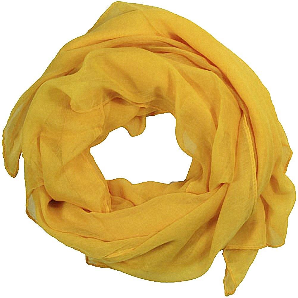 Women's Yellow Scarves Plain Lightweight All Seasons Shawl (Yellow)