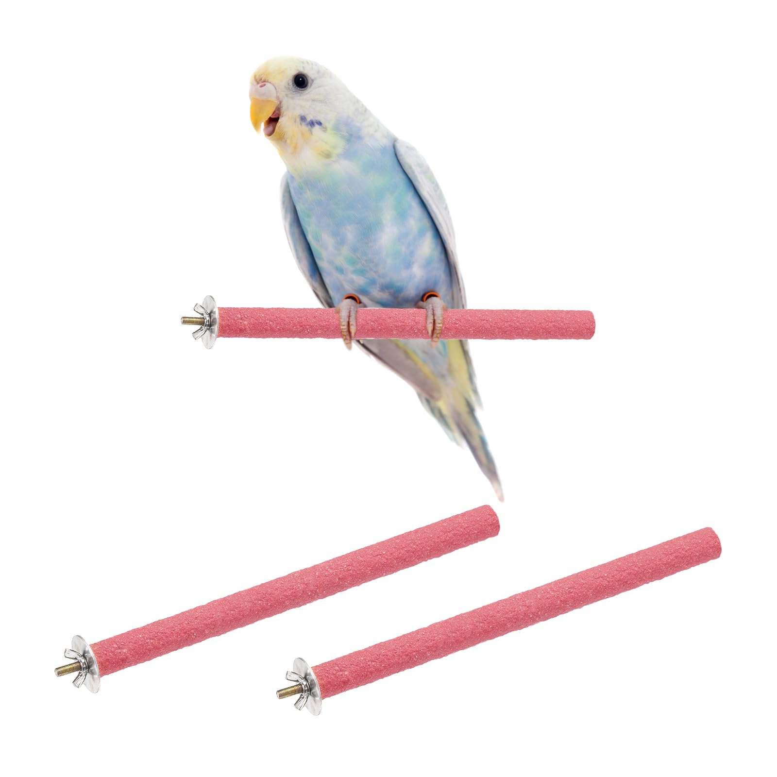 sourcing map Bird Perch Stand, Colorful Parrot Perch Paw Grinding Stick, Wood Rough-surfaced Perches 25 x 1.8 Cm, (Pink, 2 Pcs), Intended for Home/Animal Parks/Pet Stores