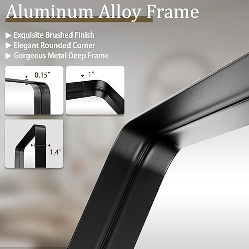 Miniatura 4 de Espejo de baño de 20 x 30 pulgadas, hermoso espejo de pared de marco profundo, moderno espejo de tocador de baño de esquina redonda para dormitorio,