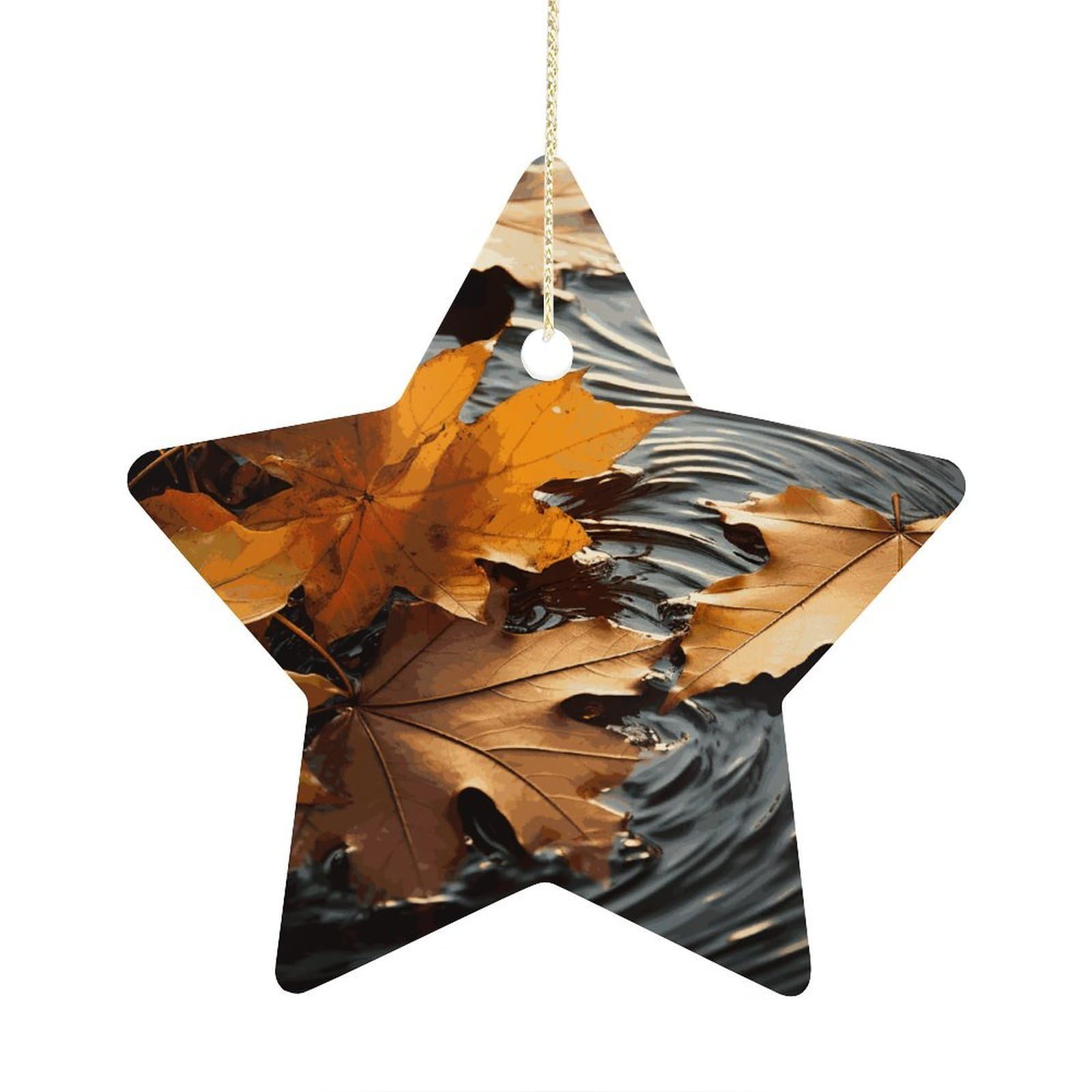 Fodpand Women's Style Fall Leaves Ornament With String, Keepsake Hanging Decorations,Ceramic Ornaments For Men Indoor Home Holiday Party Gifts