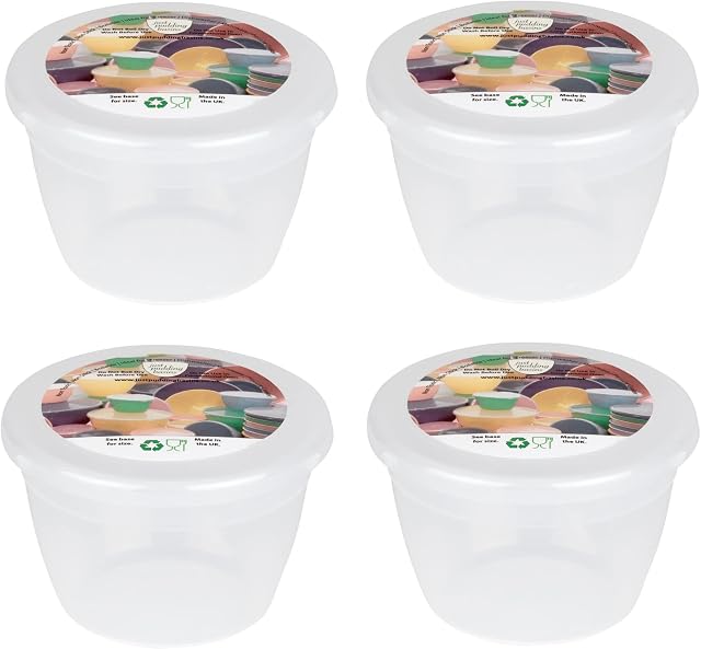 1/4 Pint Pudding Basin and Lid Pack of 4 Plastic Pudding Basins 140ml (0.25pt) Small Size Food Safe Steaming Bowls Clear