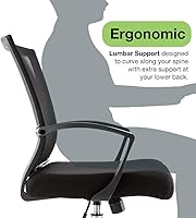 Vista 9 de Modern Home Zuna Silla de oficina con respaldo medio, respaldo ergonómico de malla de apoyo silla de escritorio (negro/azul)