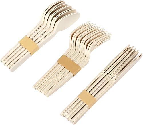 Miniatura 5 de Tenedores biodegradables, juego de 120 cubiertos desechables, cubiertos de plástico compostables resistentes para el hogar, restaurante y personas