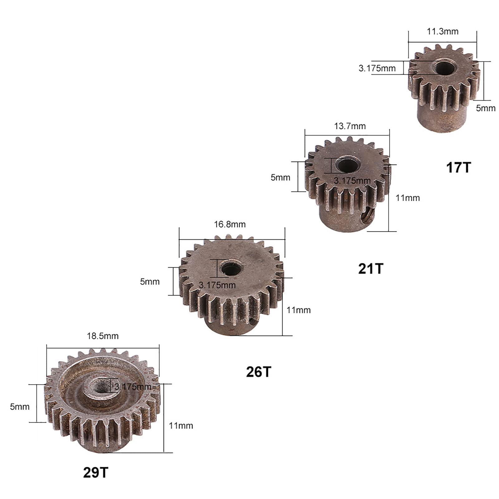 RC Motor Gears, 21T/29T/17T/26T Steel Motor Gears Pinions Replacement Parts Accessories for HSP94111 94123 hsp 1:10 RC Car Truck - Image 2