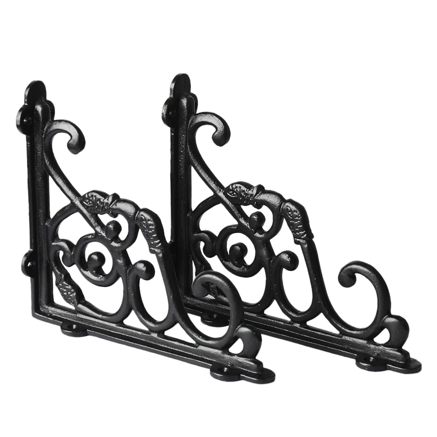 Metal Handcrafted Shelf Bracket for Floating Shelves Decorative L Angle Shaped Corner Brace Joint Heavy Duty Wall Mounted Supporter Corner Brace Holder (Black, 8.5 inch (21.5 cm))-image-28