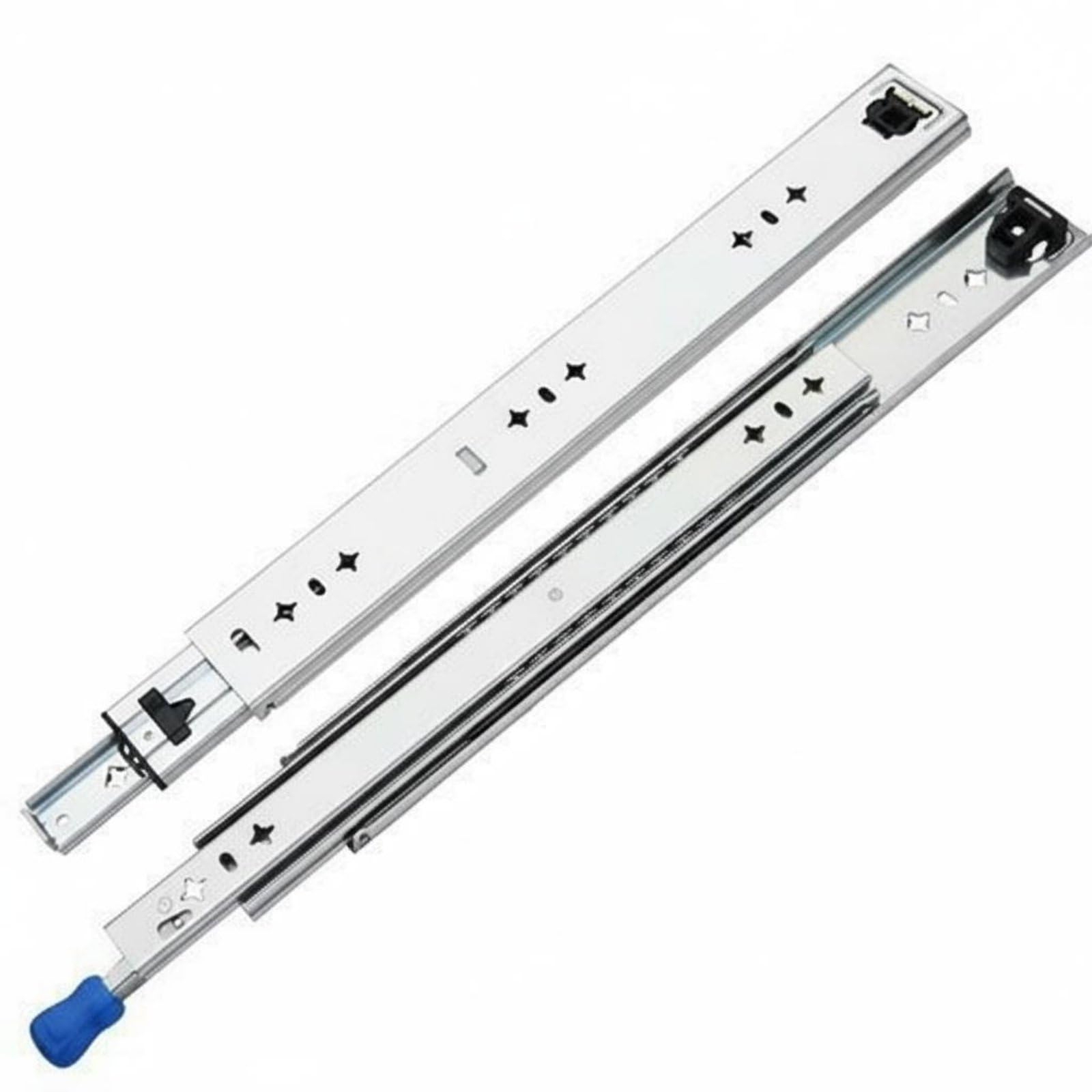 Milageto Guía Telescópica para Cajón Riel Reforzado con Rodamiento de Bolas y Seguro Integrado Perfecta para Gabinetes Carpintería Aplicaciones Industriales, 65CM, Con Cerradura