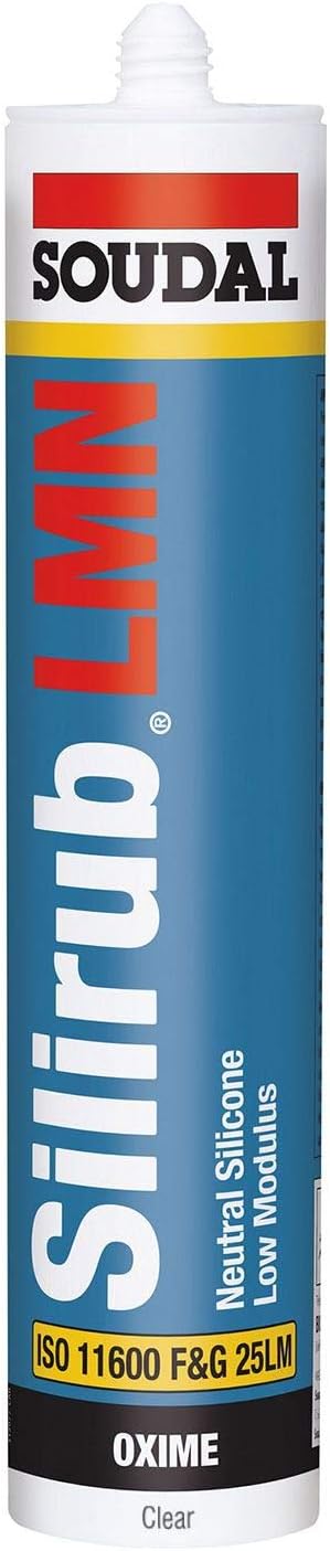 Soudal Silirub LMN Silicone Sealant Low Modulus Neutral Cure All Purpose (310ml) - Clear