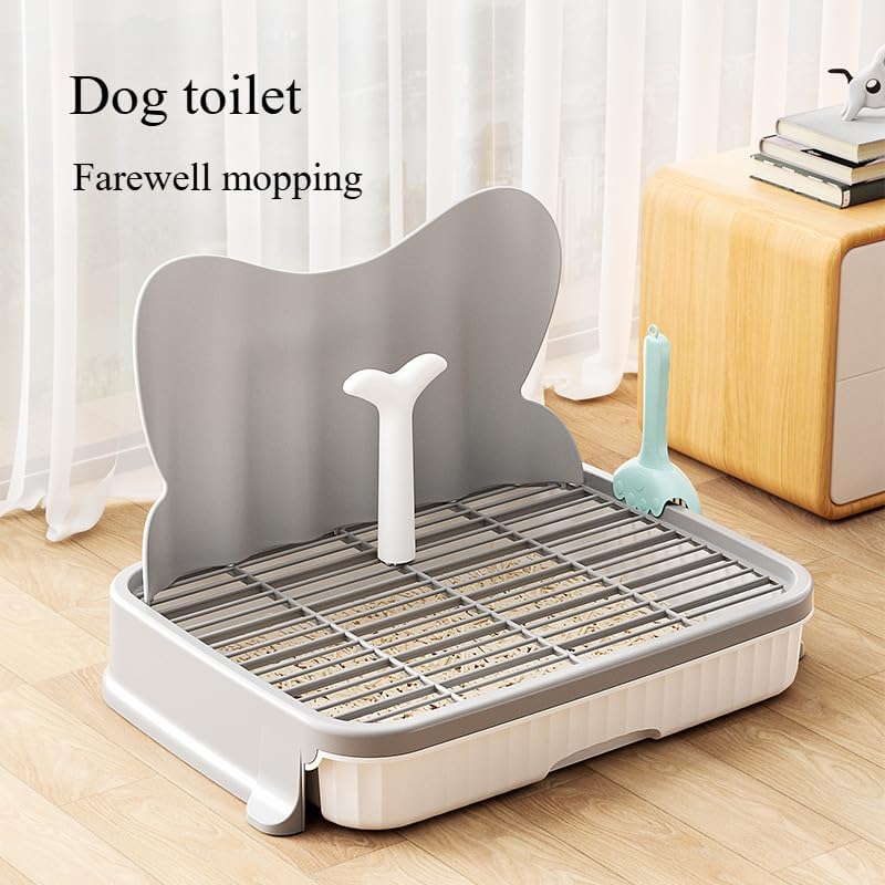 Dog Toilet Detachable Leakproof pet Potty with Simulated Urinary catheterNon-Slip Grille Small and Medium-Sized Dog Urine pad Training Tool Waterproof pp Material Fast Cleaning (Gray)