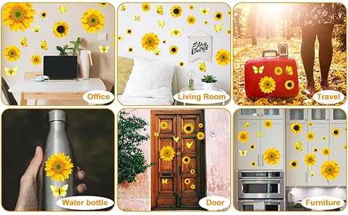 31 Stück Mülltonnenaufkleber wetterfest sonnenblumen deko mülltonnenaufkleber Selbstklebender Sonnenblumen wasserfeste aufkleber für Wand Tür Mülleimer Kühlschrank
