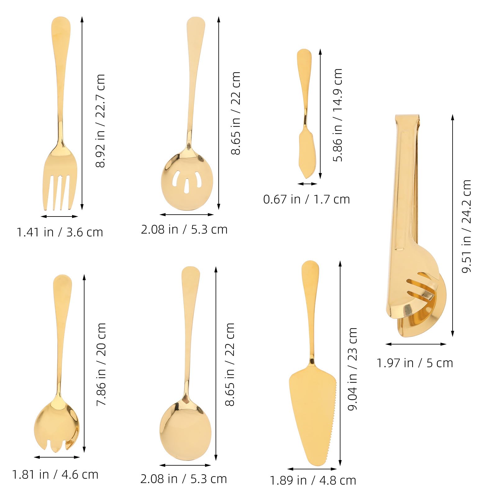 ifundom Edelstahl Multifunktional mit Oberfläche Besteckset in Gold Glatter 11 Stück Modernes Design und Rostfrei und Spülmaschinenfest für Party Dessertshop