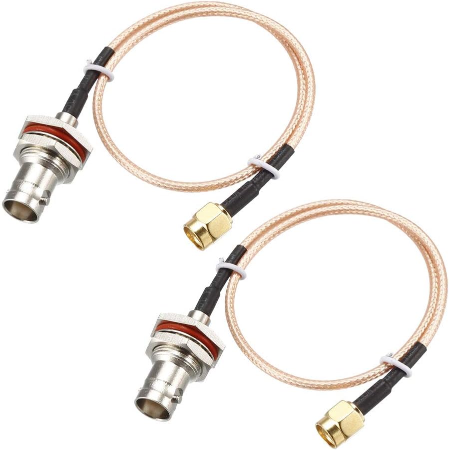 sourcing map SMA Male to BNC Female Bulkhead RF Coaxial Cable RG316 Coax Cable 12 Inches 2pcs for Ham Radio,Audio to Antennas,Wireless LAN Devices