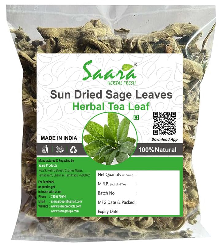 Saara HERBAL FRESH Sun Dried Sage Leaves, 50g, Anti-Inflammatory, DETOX Tea, Rich in VIT A & C, Herbal Tea Leaf(Pack of 1 X 50gm)-image-44