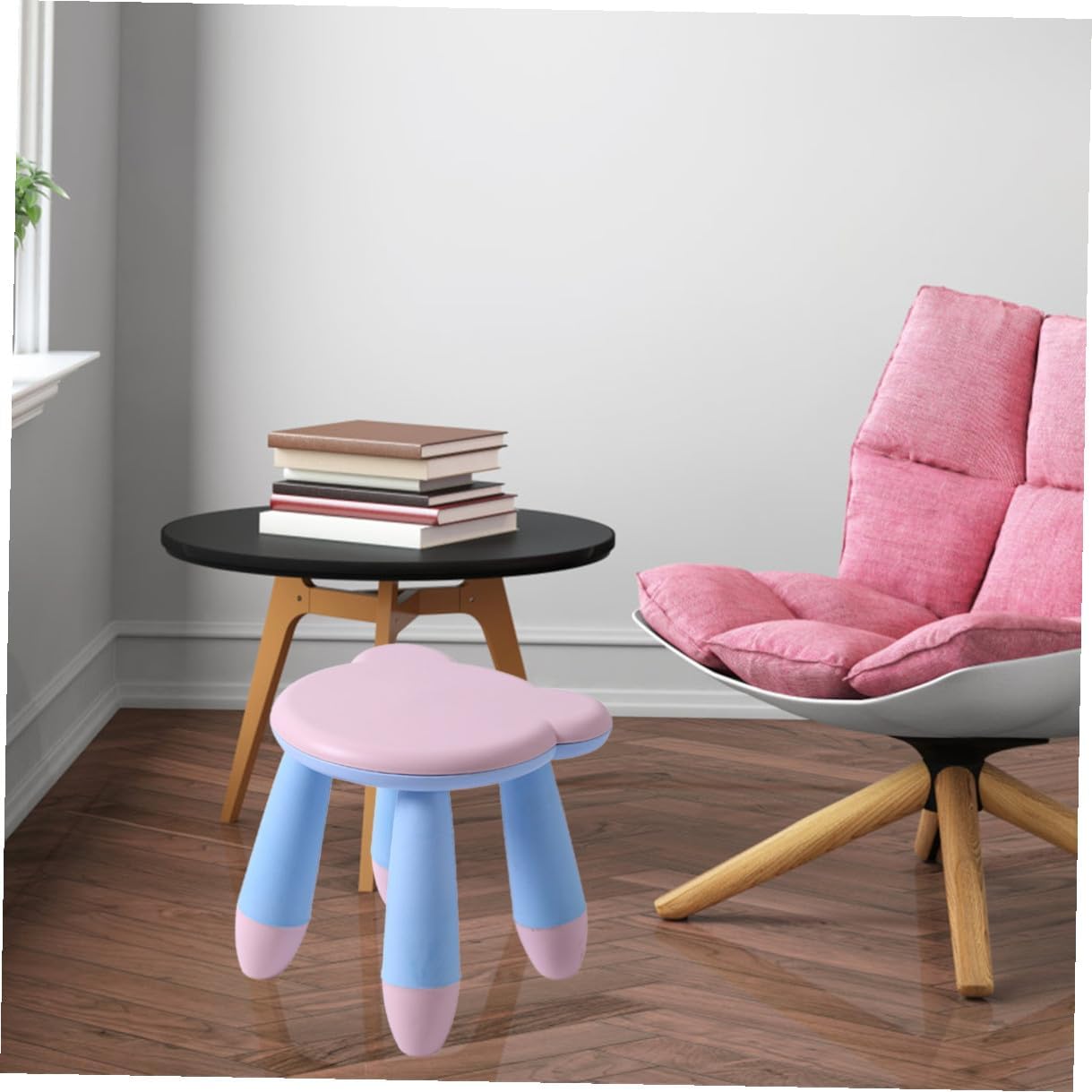 TIDTALEO Cartoon Stool Anti-Slip Plastic Small Stool Cute Pink Footstool for Seating at Home and Kindergarten