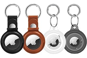 SUPFINE 4 Pack AirTag Holder Leather Waterproof & AirTag Keychain Case Protective...