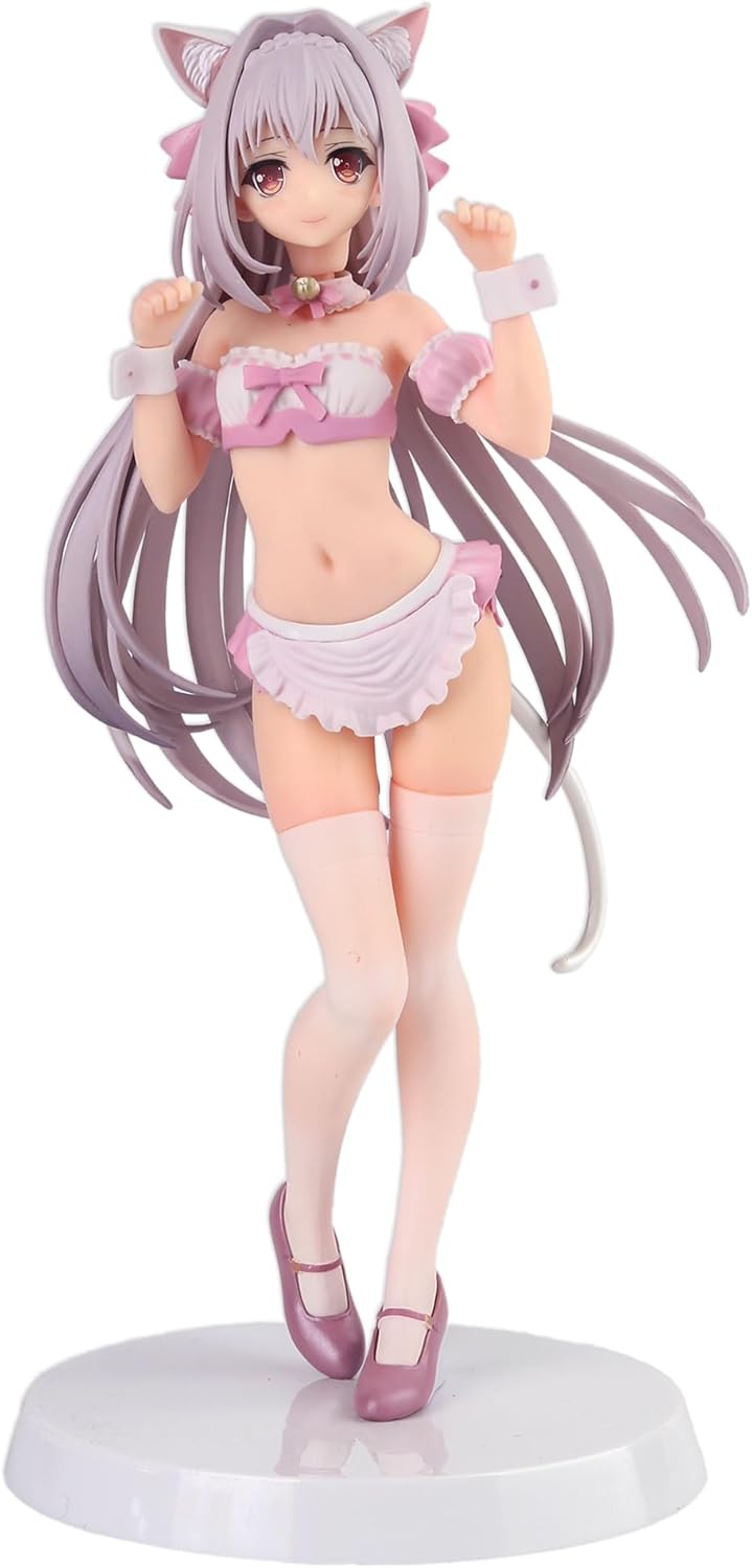 Zatanend Ecchi Figure Pink Cat-Ear Maid,Waifu Hentaii.Sexy Anime Girl Figure Collection Statue Gift Model Toy No Box