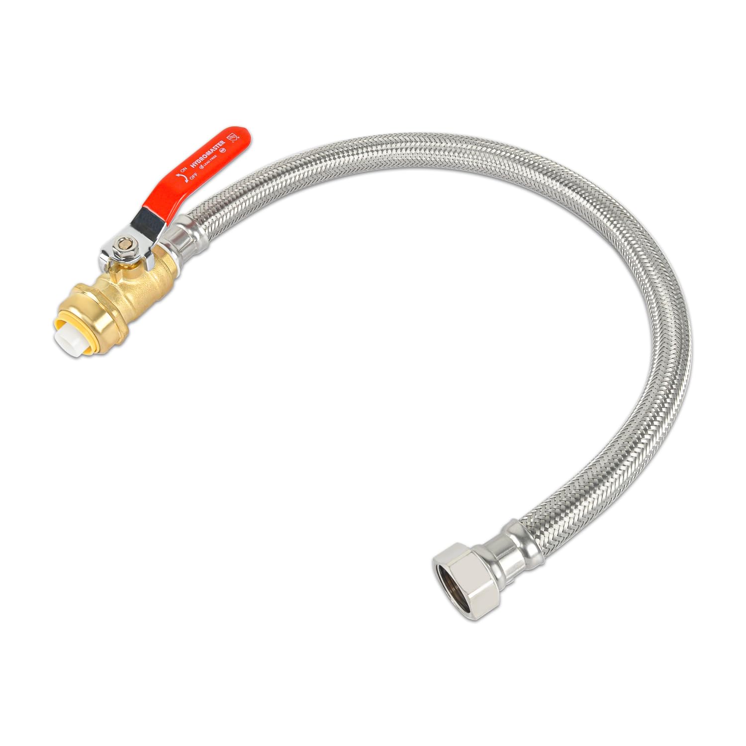 Conector flexible trenzado para calentador de agua HYDRO MASTER con válvula de bola de 3 4 pulgadas x 3 4 pulgadas FIP x 24 pulgadas Conector flexible para calentador de agua de acero inoxidable para tubería PEX, cobre, CPVC, HDPE