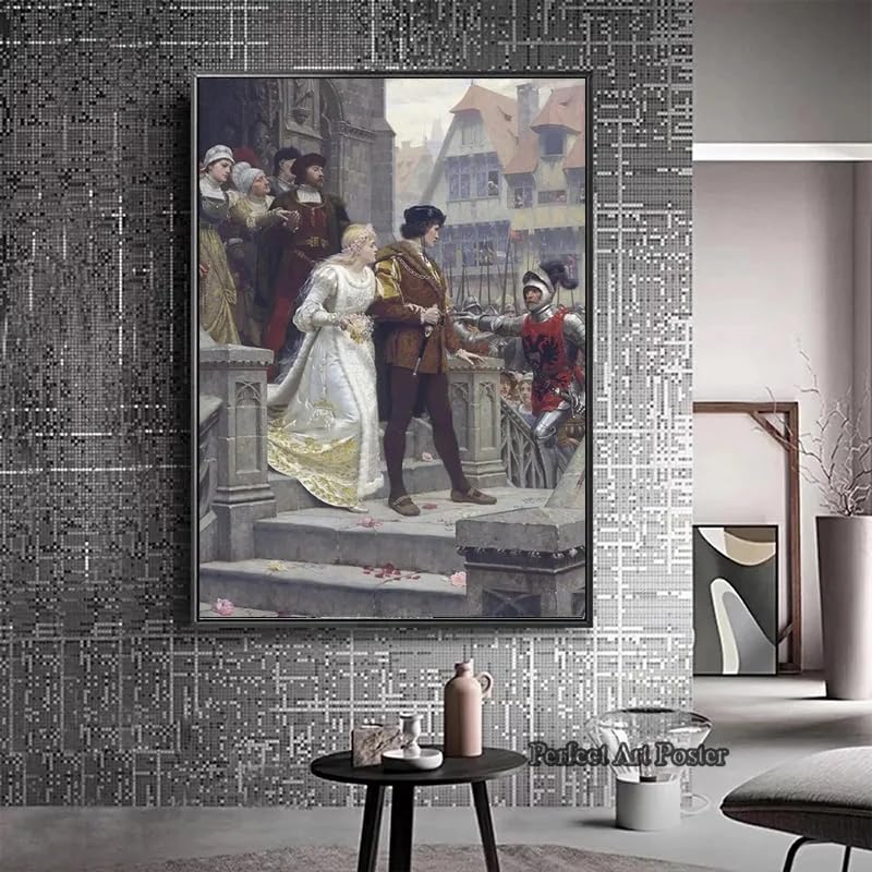 Art mural The Accolade par Edmund Blair Leighton, toile médiévale romantique de 40 x 55 cm