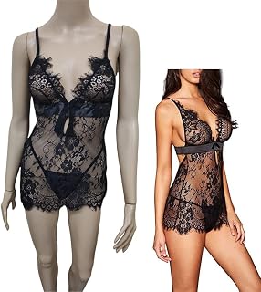 Camisola de Renda Sensual Erotica Lingerie Sexy Calcinha Fetiche Prazer Sex Shop Decote