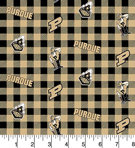 Sykel Enterprises Purdue University Cotton Fabric Buffalo Plaid Design-Newest Pattern-Sold by The Yard-SYKEL
