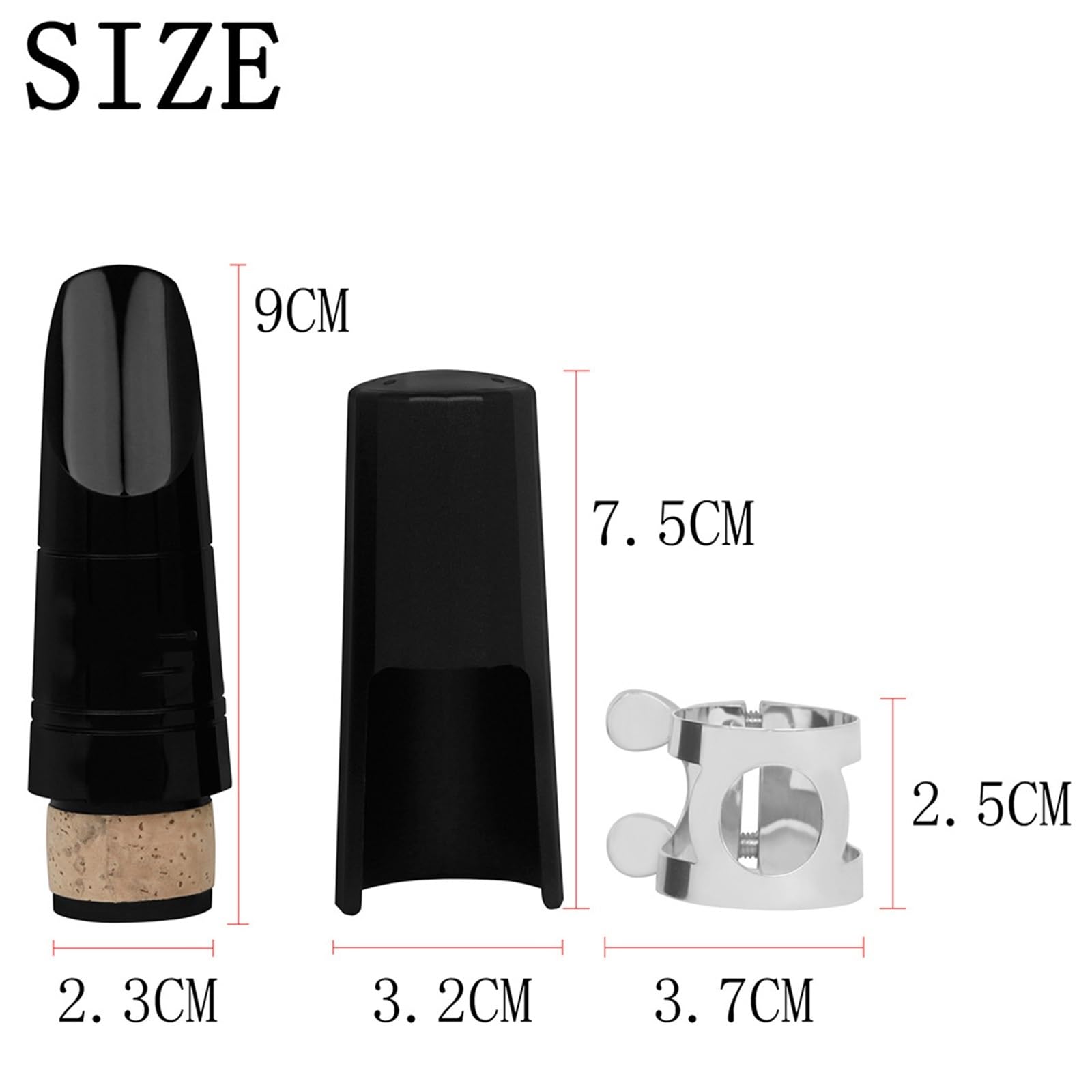 Partes del clarinete Boquilla Para Clarinete En Si Bemol Con Clip De Tapa De Baquelita ABS Negra Para Principiantes Y Exámenes