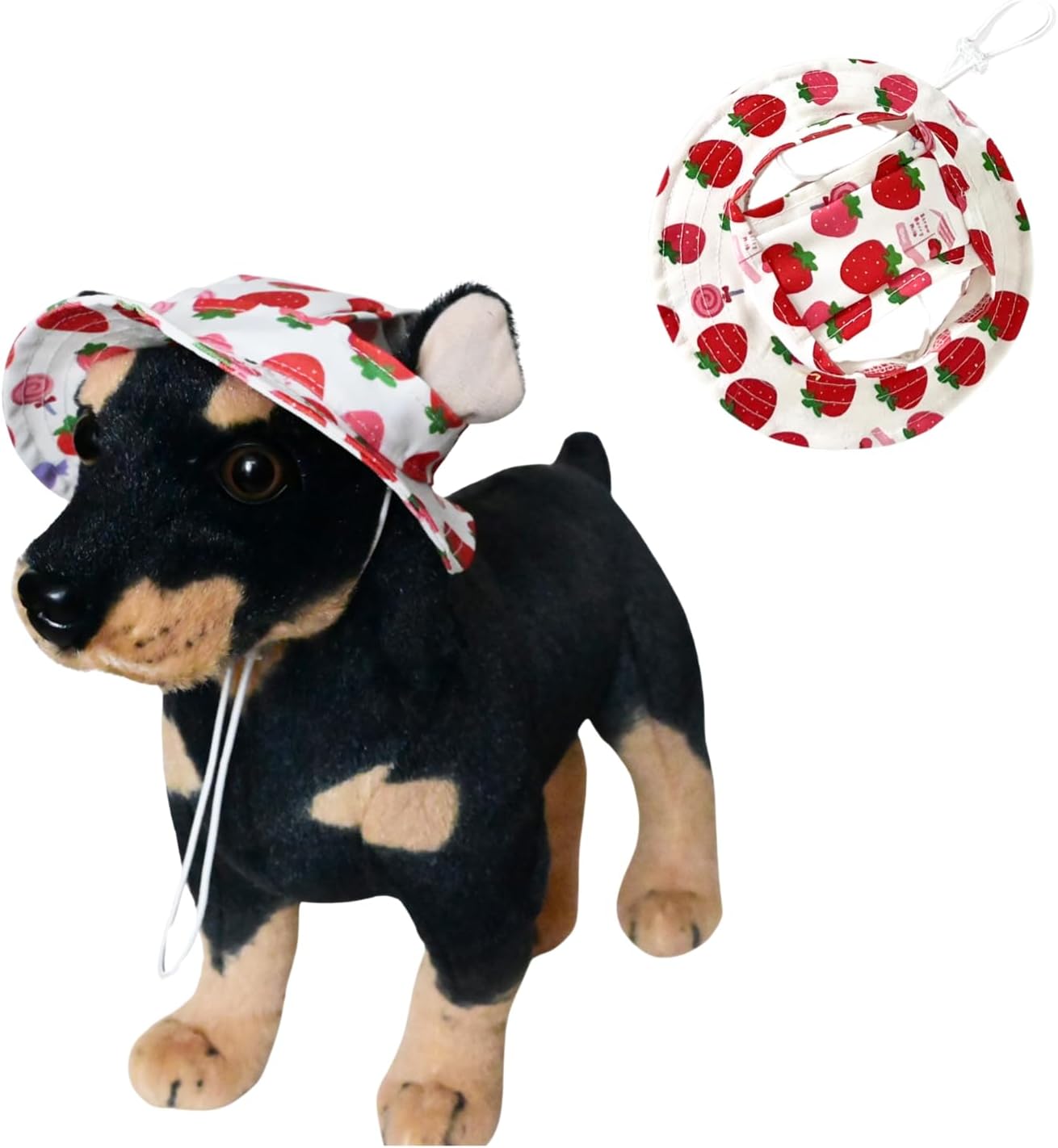 Pet Hat, Cat Summer Hat Fashion Dog Canvas Princess Hat Adjustable Chin Strap Sun Protection Visor for Puppy Dog (Strawberry,M)