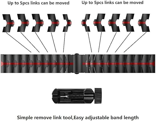 Miniatura 4 de RABUZI Compatible con Samsung Galaxy Watch 3 de 1.772 pulgadas1.872 pulgadas, correa de metal de acero inoxidable con proceso de esmalte de 0.866