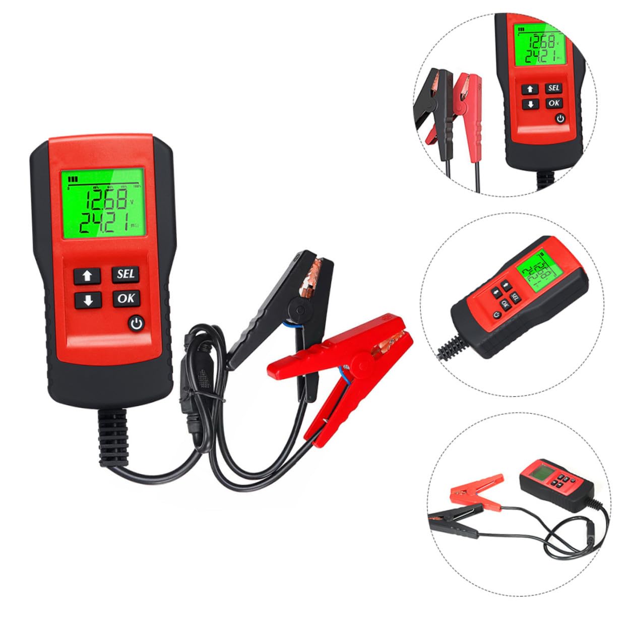 HEMOTON Tester per Batteria Auto Digitale 12V Display Durata Batteria, Funzionamento Affidabile e Accurato, Materiale ABS e Rame, Adatto per Veicoli Passeggeri
