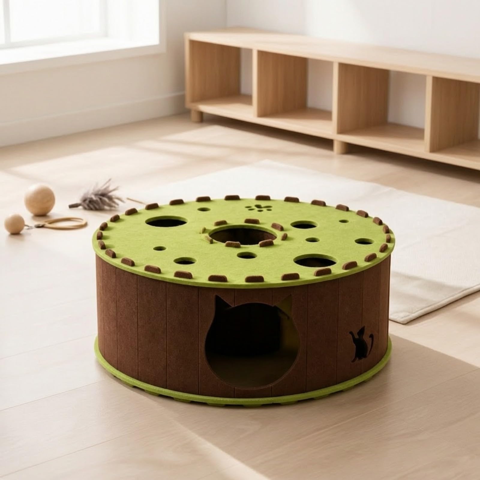 Tunnel Gioco in Feltro Multifunzionale, style to 2, Verde E Marrone