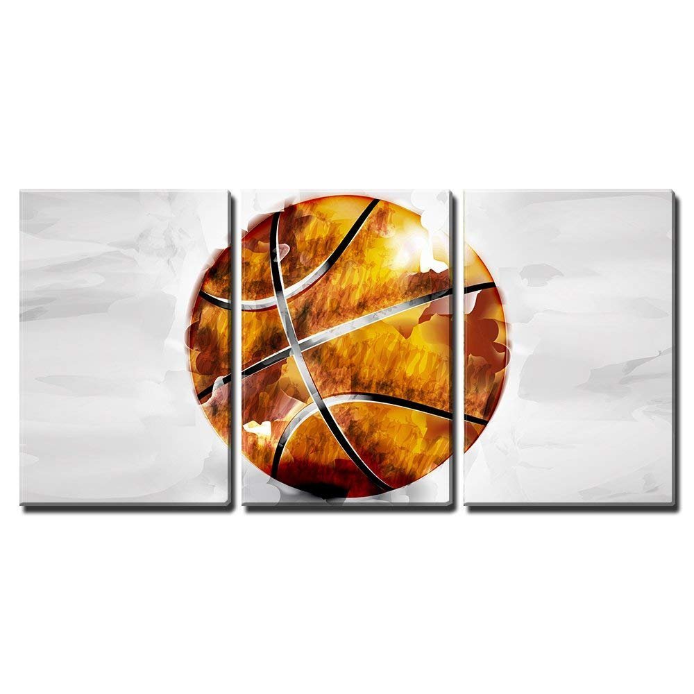 wall26 Canvas Print Wall Art Watercolor Style Paint Stroke Basketball Sports Athletes Photography Modern Bohemian Relax/Calm Multicolor Colorful for Living Room, Bedroom, Office - 16"x24"x3 Panels