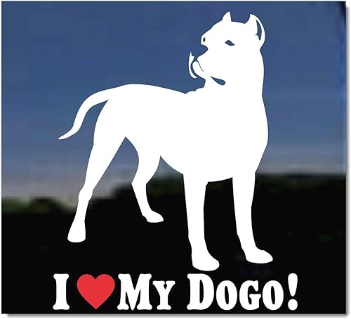 Calcomanía de vinilo para ventana de perro con texto en inglés "I Love My Dogo! Dogo Argentino"