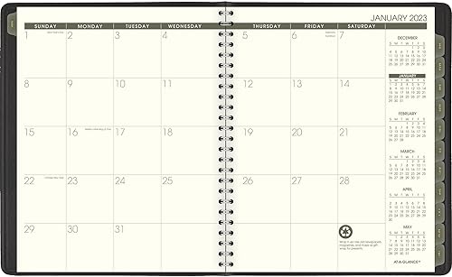Miniatura 2 de AT-A-GLANCE Agenda mensual 2023, 7 x 8-34 pulgadas, mediano, encuadernada en espiral, reciclado, pestañas mensuales, negro (70120G05)