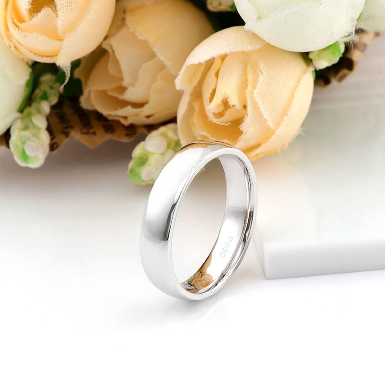Anillo de oro blanco de 9 quilates/14 quilates/18 quilates para hombre sin piedras preciosas, anillos para hombre redondo simple