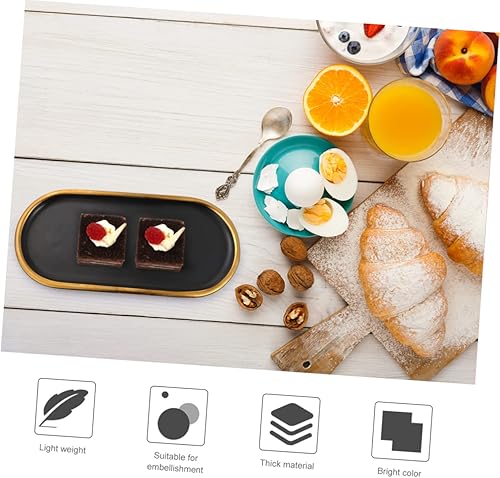 Miniatura 5 de 2 Pcs Ceramic Jewelry Tray Sushi Plate Ceramic Jewelry Dish Appetizer Plates Ring Holder Dish Fruit Plate Dish Black Plates Key Tray Adorable