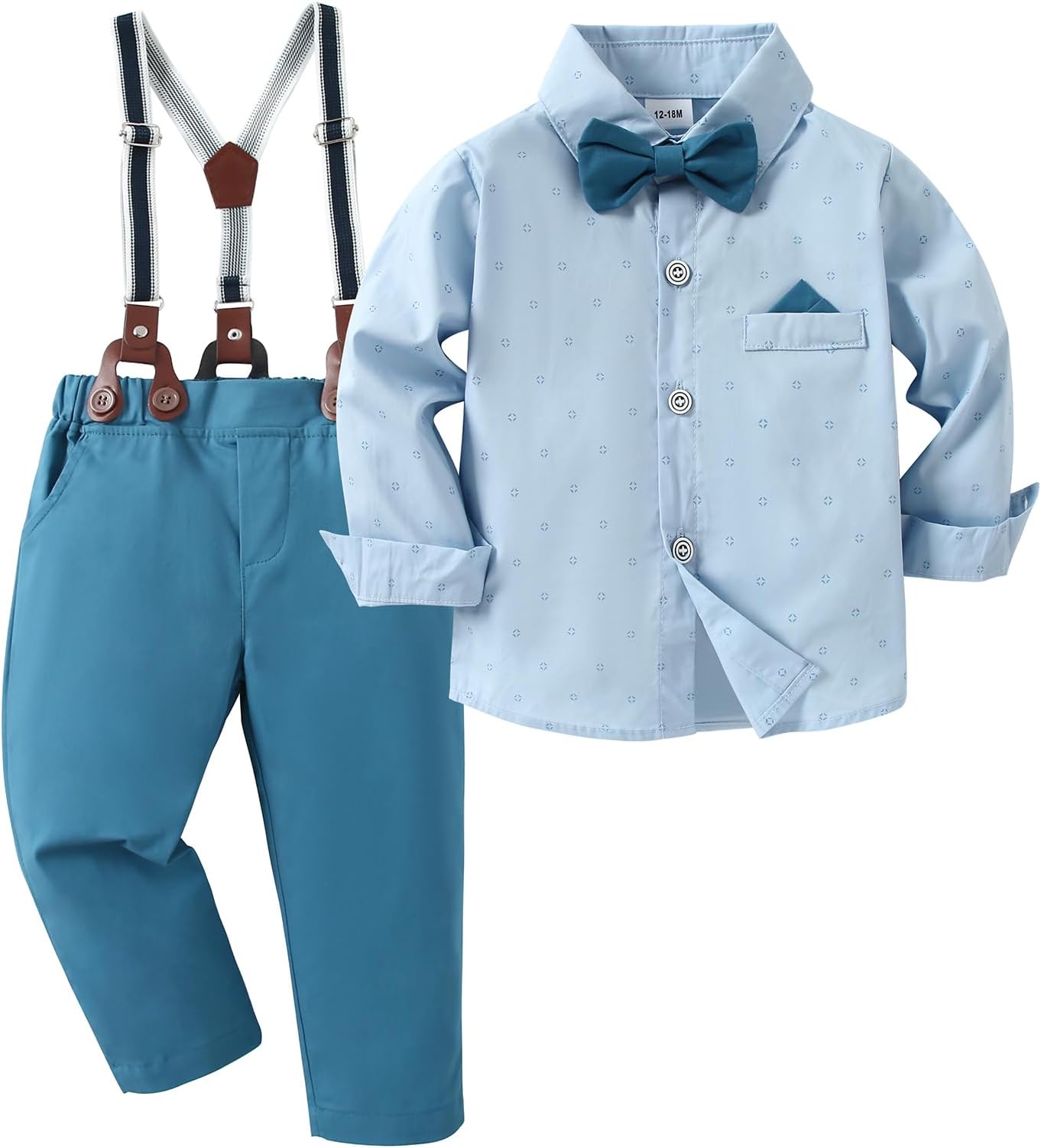 - Toddler Boy Outfit Boy Suit Boy Dress Shirt with Bowtie/Suspender Pants Gentleman Wedding Outfits 1-10 Years