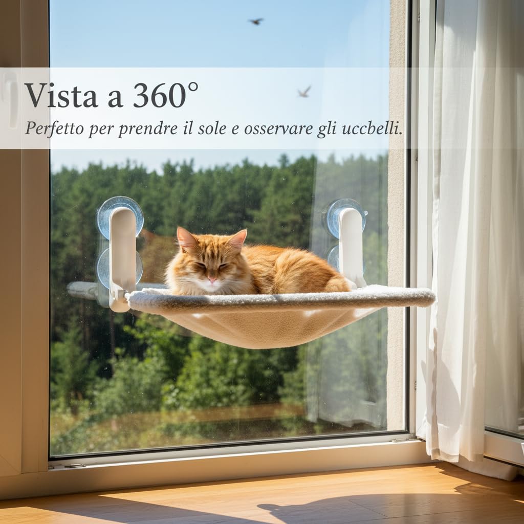 Amaca Sospesa per Gatti con Ventose, 超柔水晶绒-秋冬款【免安装-吸盘固定】, 60 * 30 cm | Piattaforma rialzata, Amaca per animali, Osservazione dall'alto, Per amici dei gatti