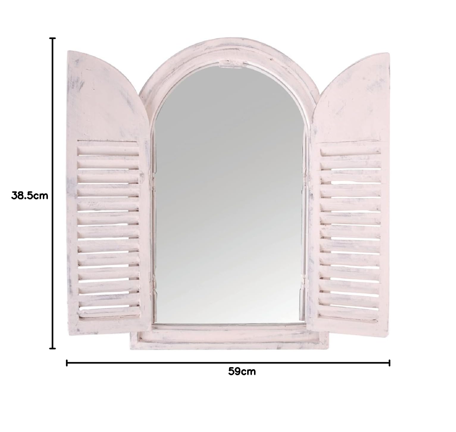 Esschert Design - Specchio da parete a forma di finestra con 2 battenti, ca. 59 cm x 38 cm x 4,5 cm, colore: bianco