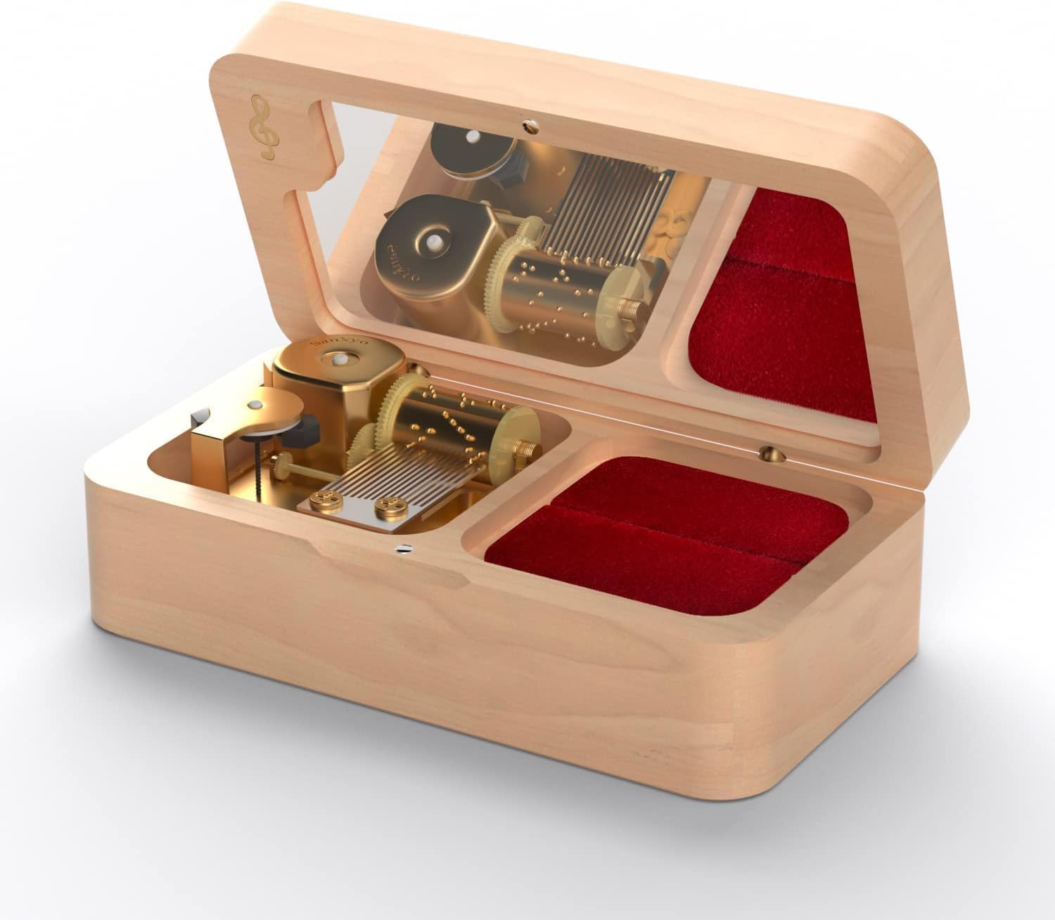 KASTWAVE You are My Sunshine City in the Sky Musical Jewelry Box Vintage Wind Up Music Box Gifts Ring Jewelry Storage Box with Mirror for Mom Anniversary Wedding Birthday with Gift Box