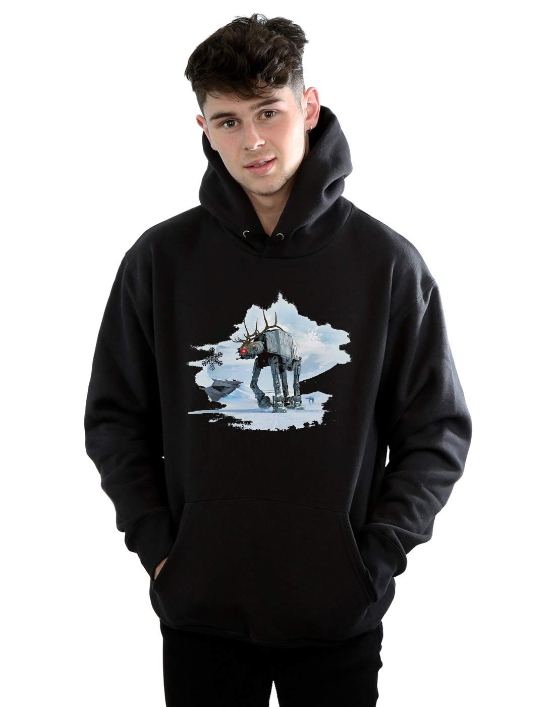 Absolute Cult Star Wars Men's Christmas AT-AT Reindeer Hoodie Black XXX-Large