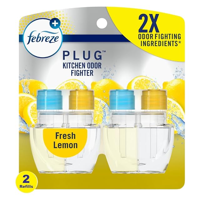 Febreze Plug In Air Freshener Odor-Fighting Scented Oil Refill Kitchen Odor Fighter 2 Refills