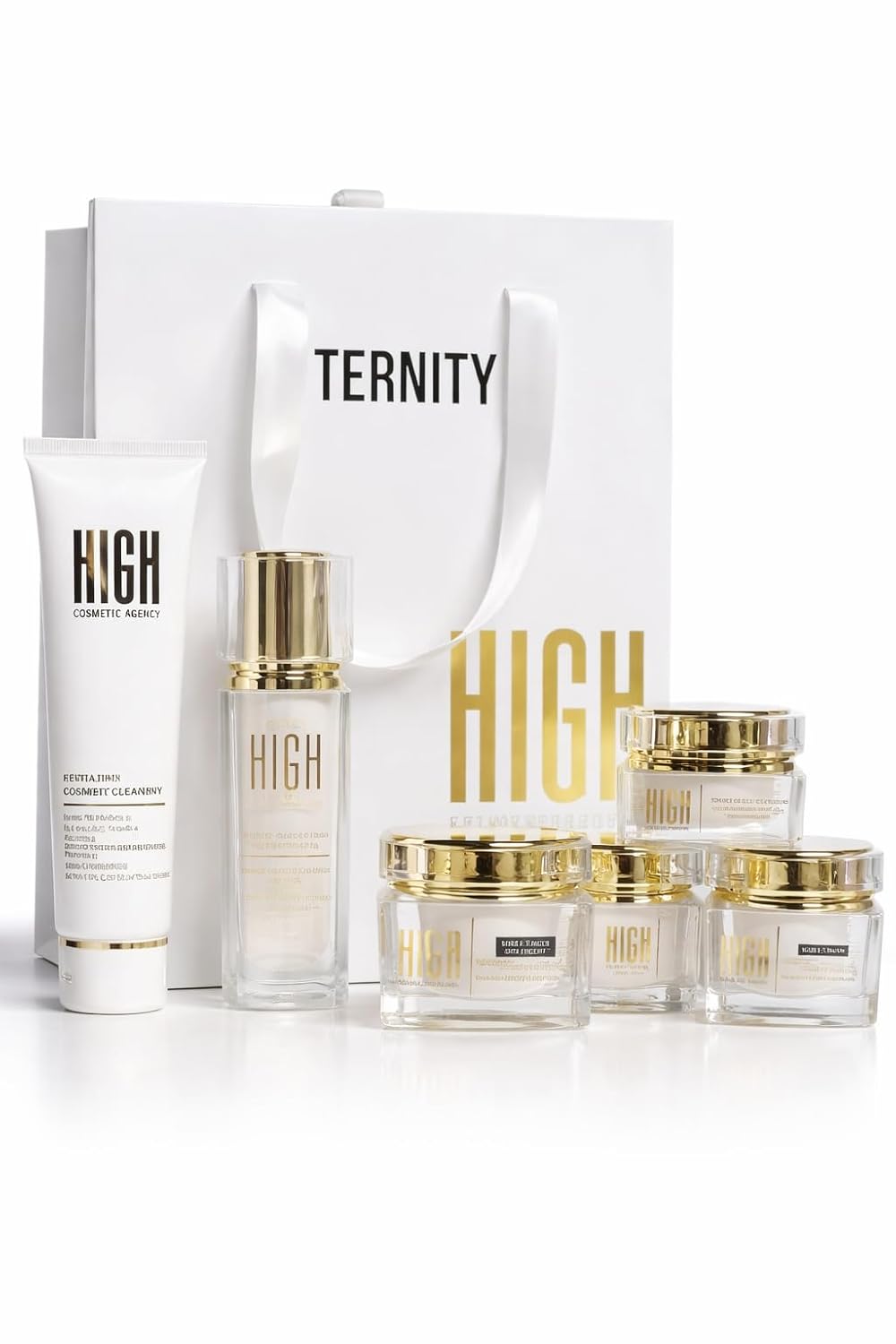 Skincare Set with Retinol & Vitamin C – 5-Step Complete Face Care Routine, Night Cream, Eye Cream, Cleanser & SPF 30 ,Anti-Aging ,by HIGH COSMETIC AGENCY