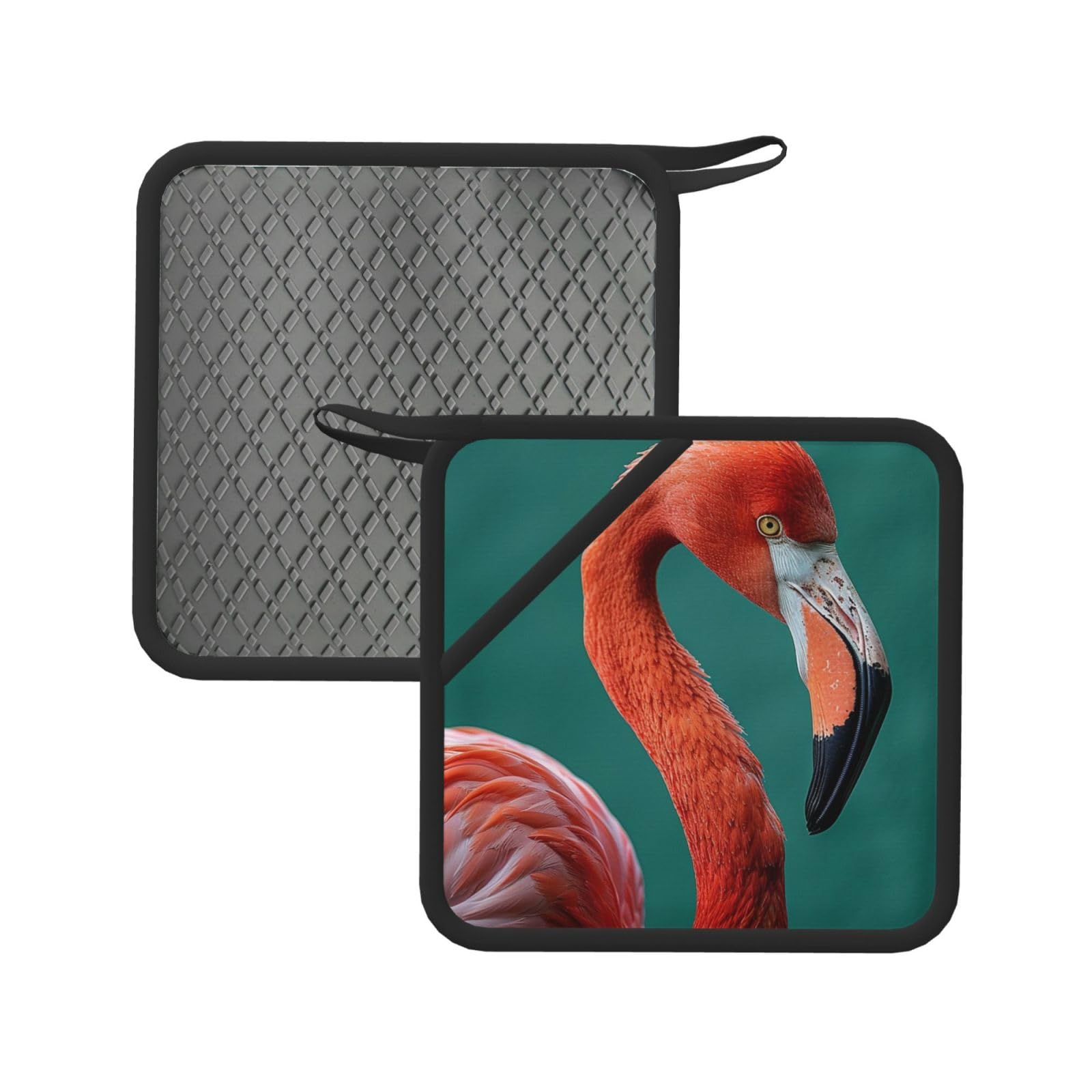 Pot Holders Set of 2 Kitchen Heat Resistant Potholders Flamingov Silicone Aunty-hot Pad Cotton Lining Oven Hot Pads for Cooking Baking BBQ Microwave Kitchen
