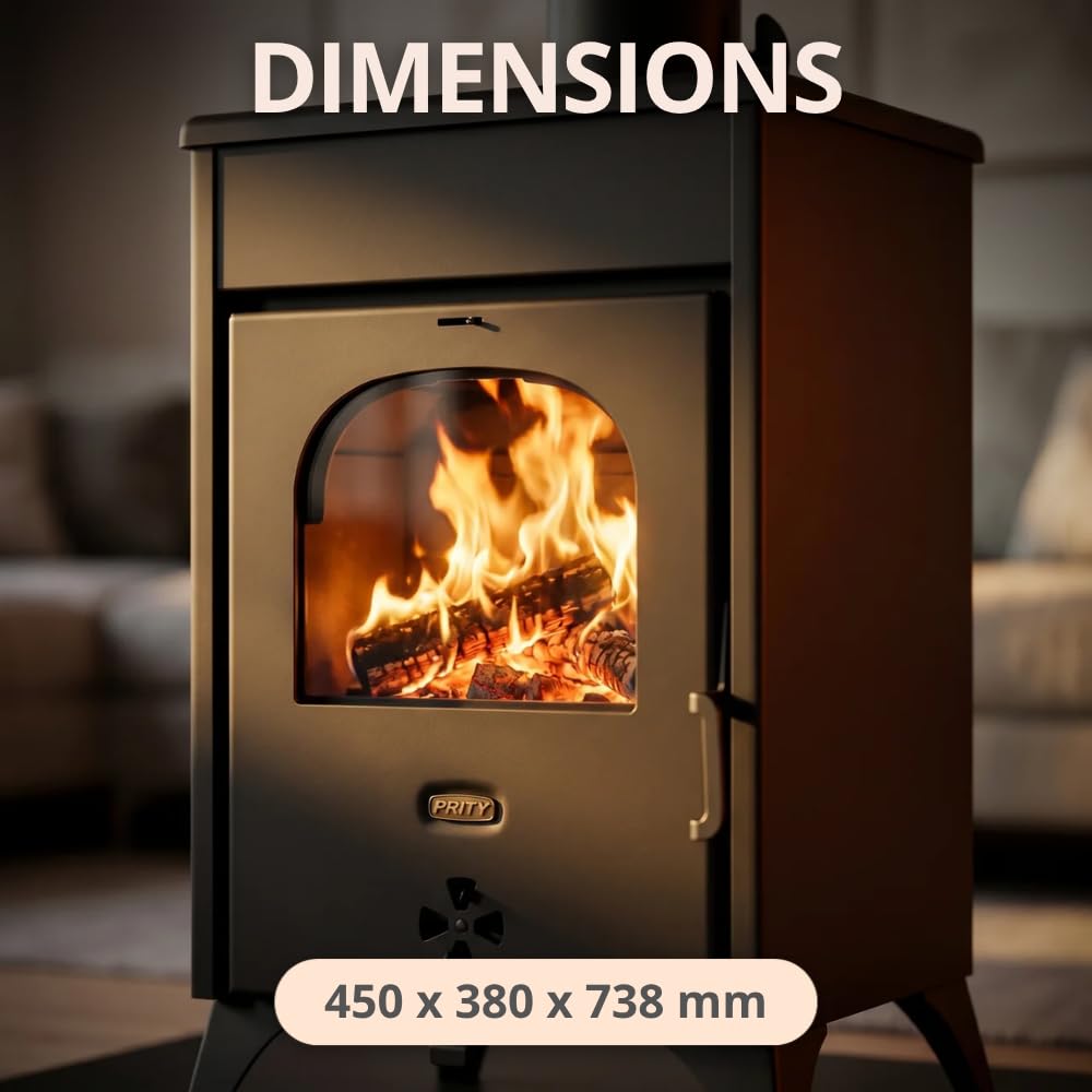 Prity KR D Poêle à bois avec manteau d'eau - Chauffage central - Marquage CE - Corps en acier de 2 mm - Poêle à bois